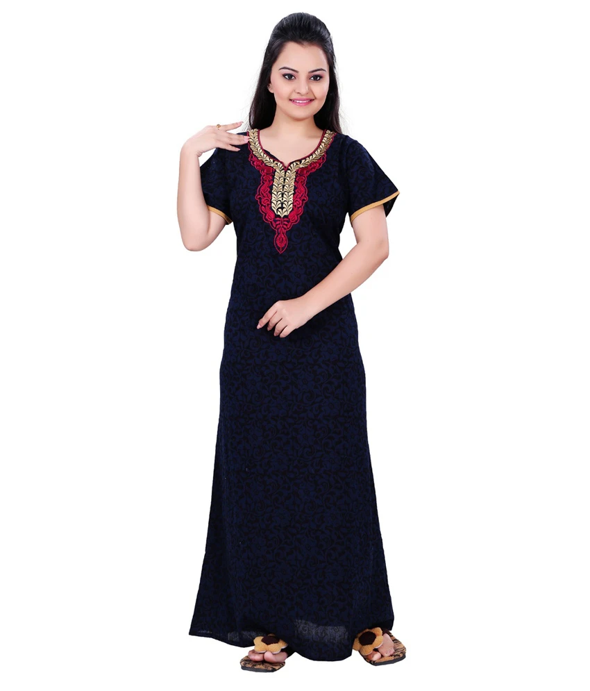 Mahaarani Blue Cotton Nighty