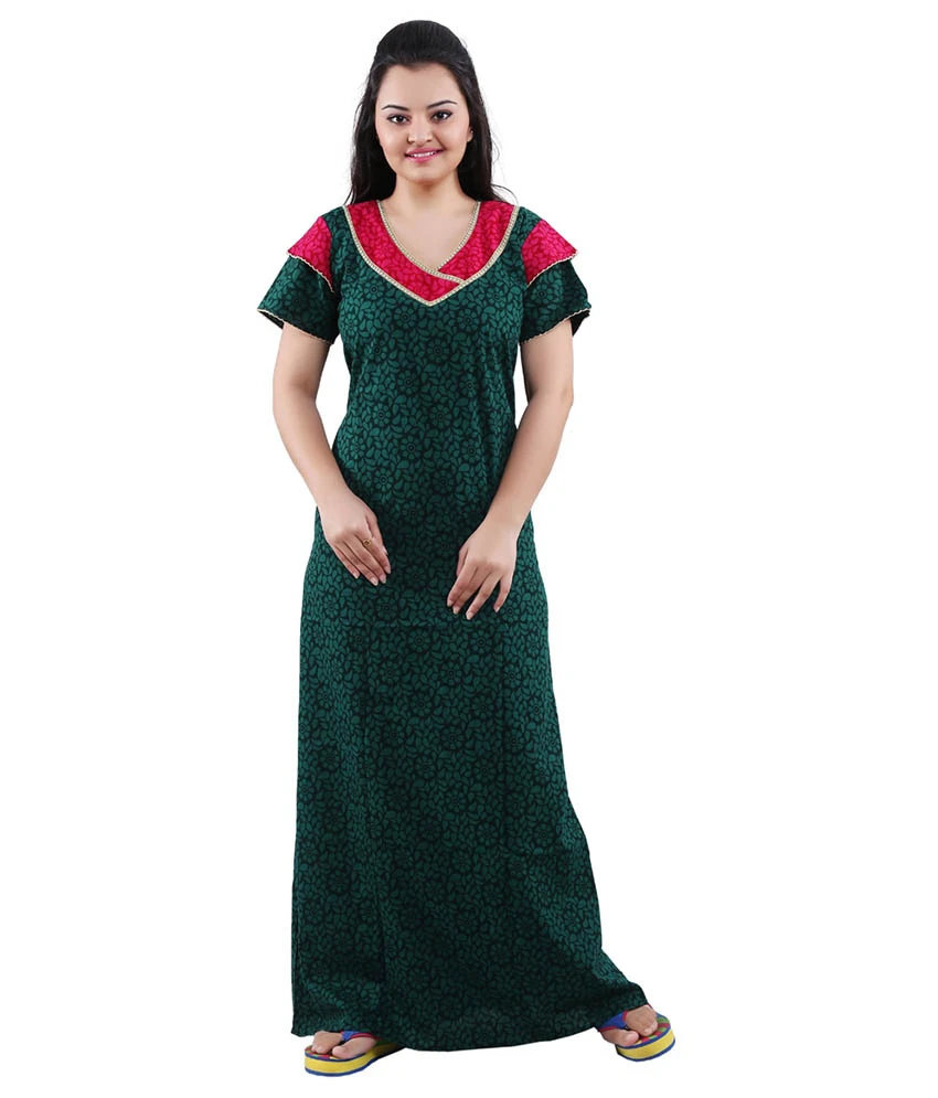 Mahaarani Green Cotton Nighty