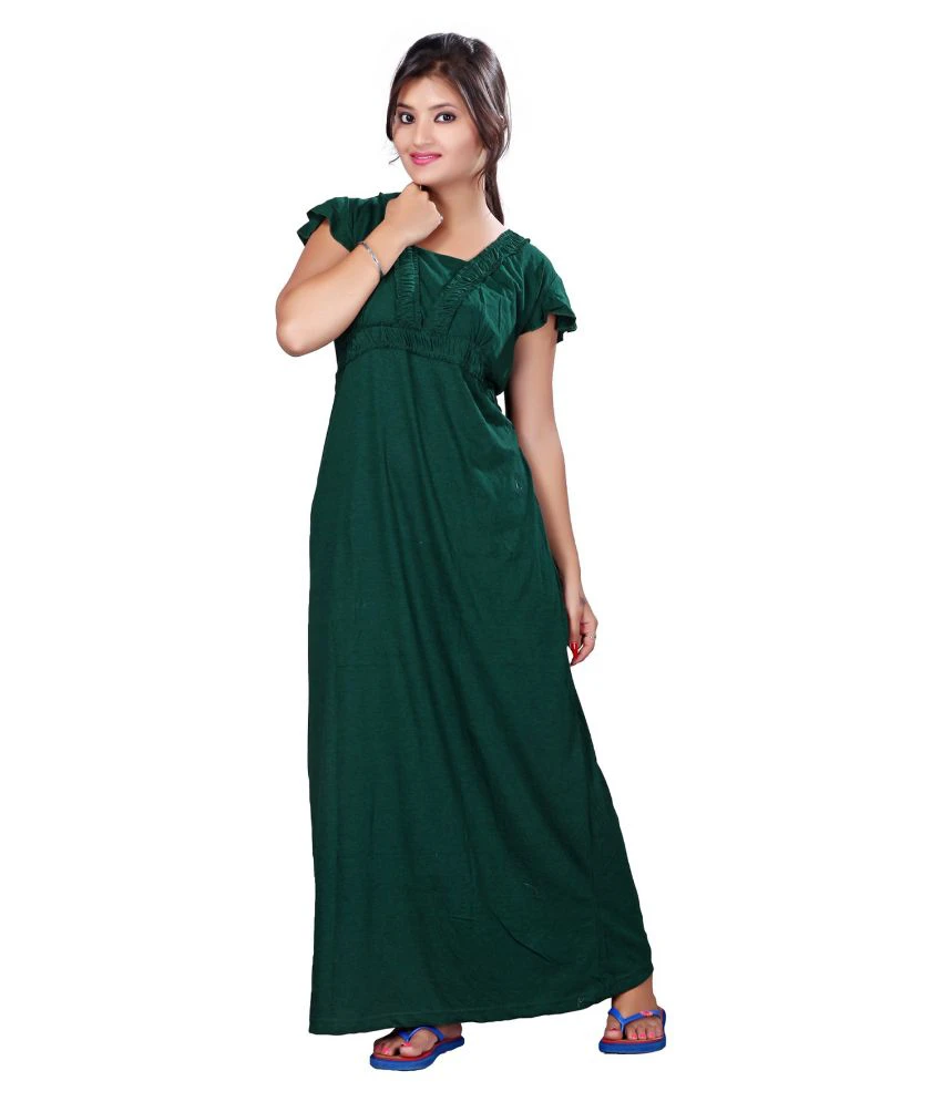 Mahaarani Green Viscose Nighty & Night Gowns