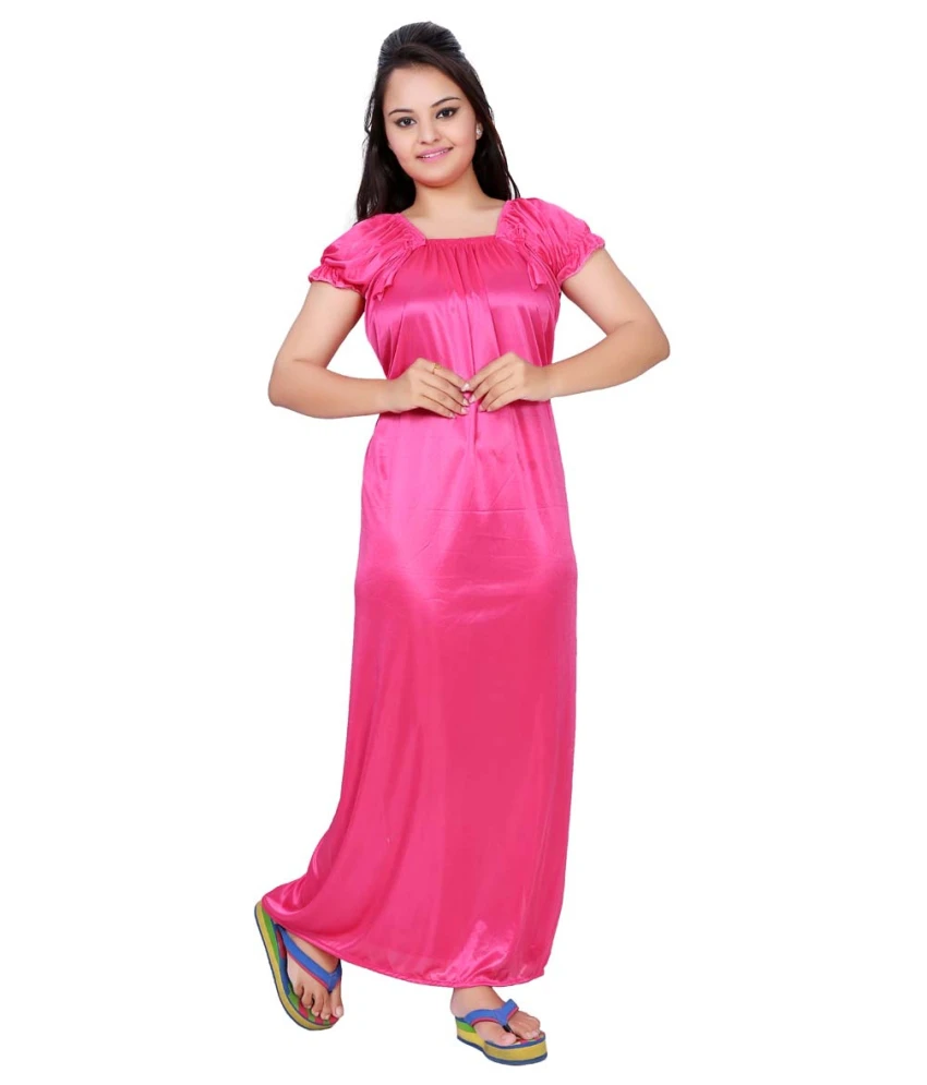 Mahaarani Pink Satin Nighty