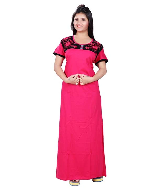 Mahaarani Pink Viscose Nighty