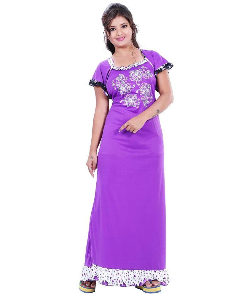 Mahaarani Purple Lycra Nighty & Night Gowns