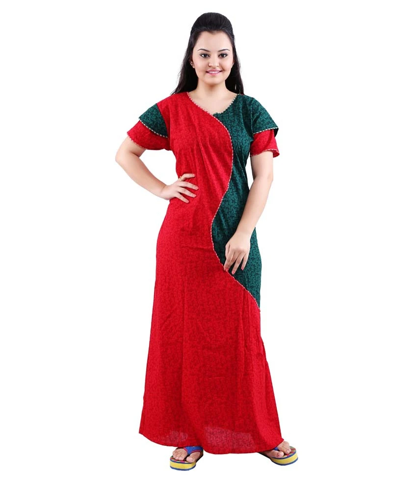 Mahaarani Red Cotton Nighty