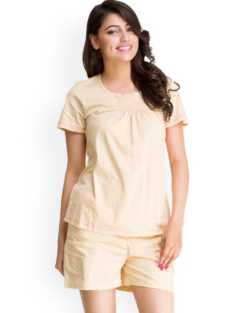 Private Lives Women Beige Printed Lounge Set