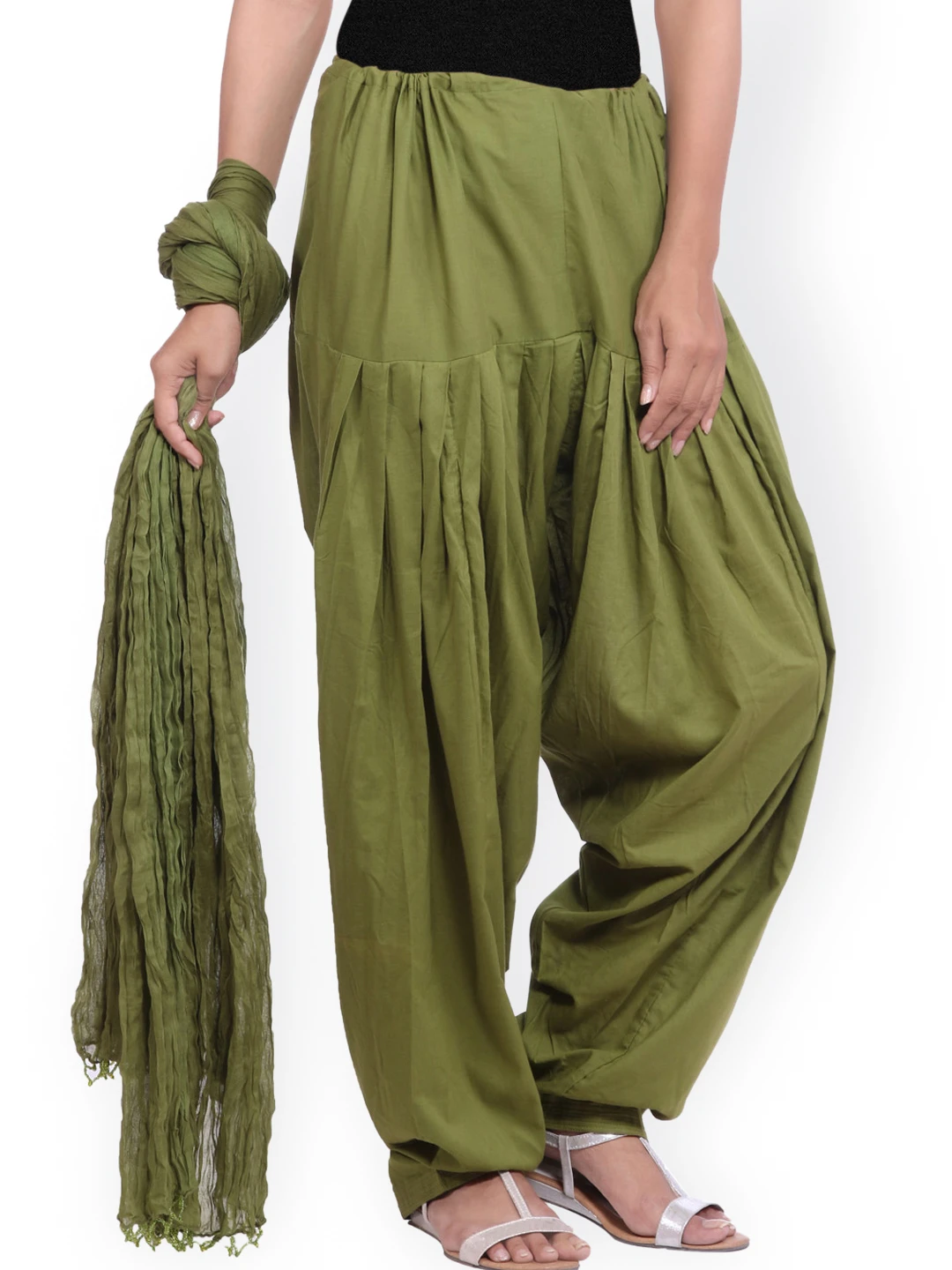 JK Olive Green Patiala and Dupatta
