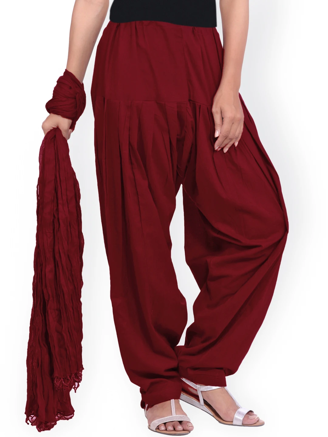JK Maroon Patiala & Dupatta