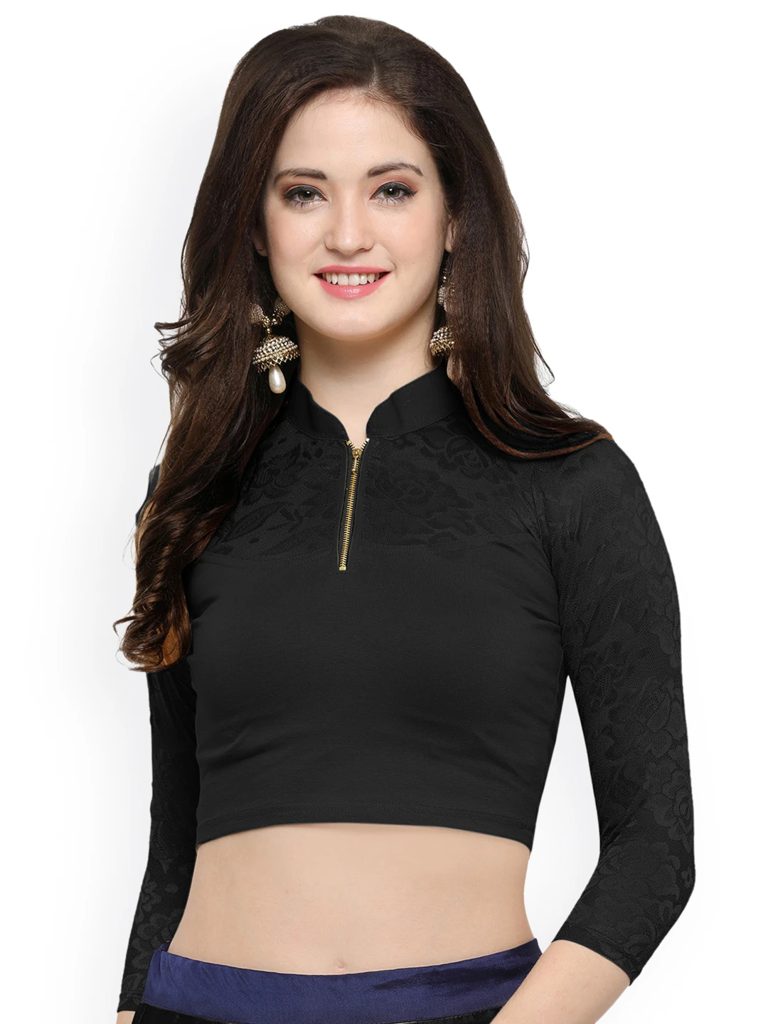 Black Solid Saree Blouse JB-0255