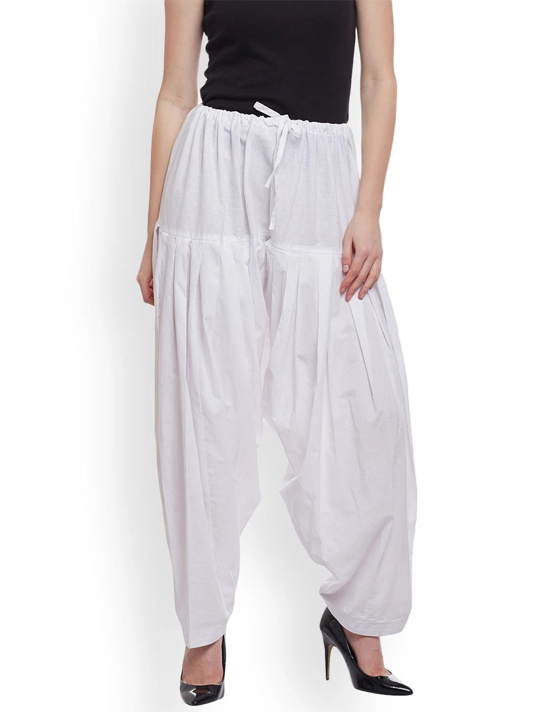 Women Salwar White Loose Fit Patiala Salwar - P00010