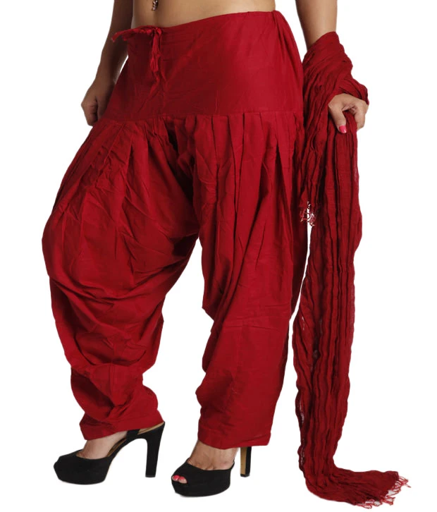 Parvin Maroon Cotton Patiala Salwar With Dupatta