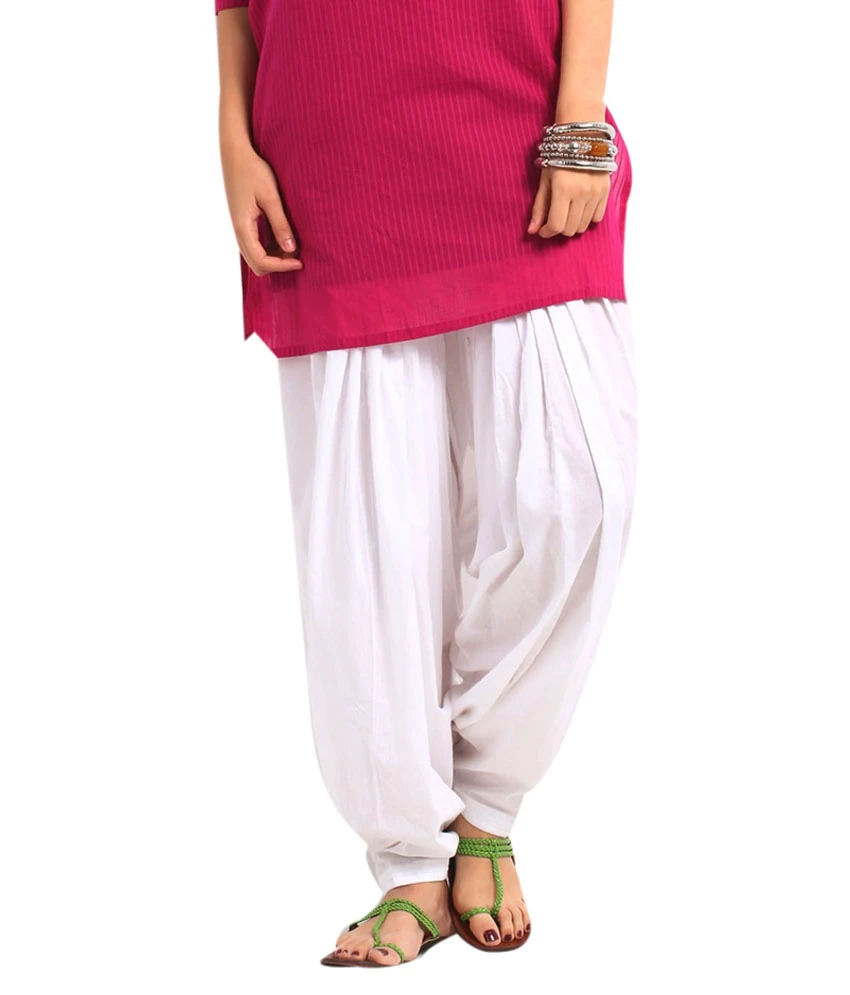 Parvin White Semi Patiyala Salwars - P0008