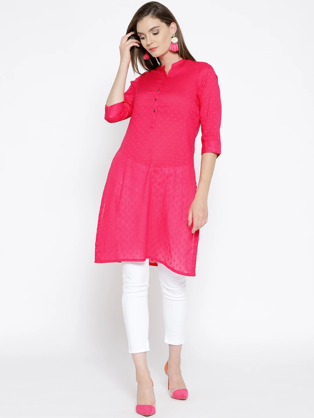 Women Assorted Woven Design Straight Kurta