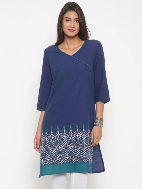 Women Blue Solid A-Line Kurta