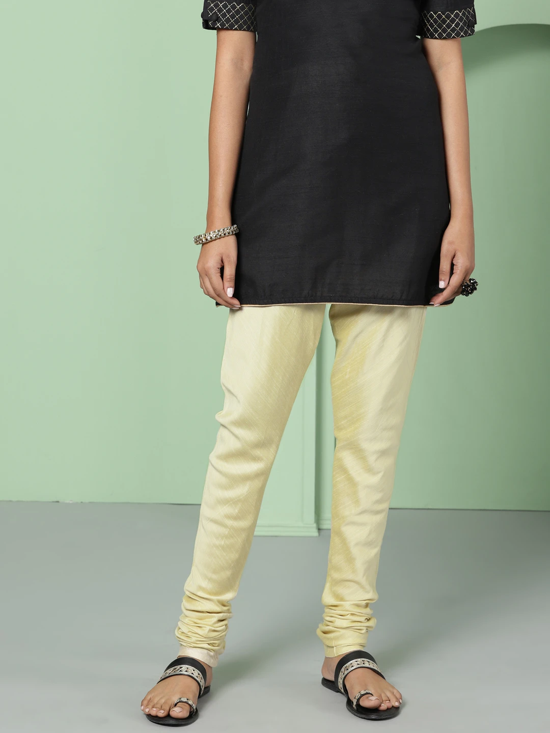 Women Beige Solid Churidar - CD0016