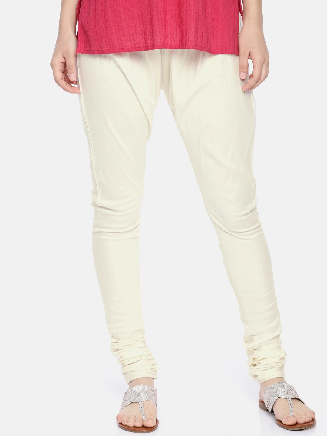 Women Cream-Coloured Solid Churidar - CD0008