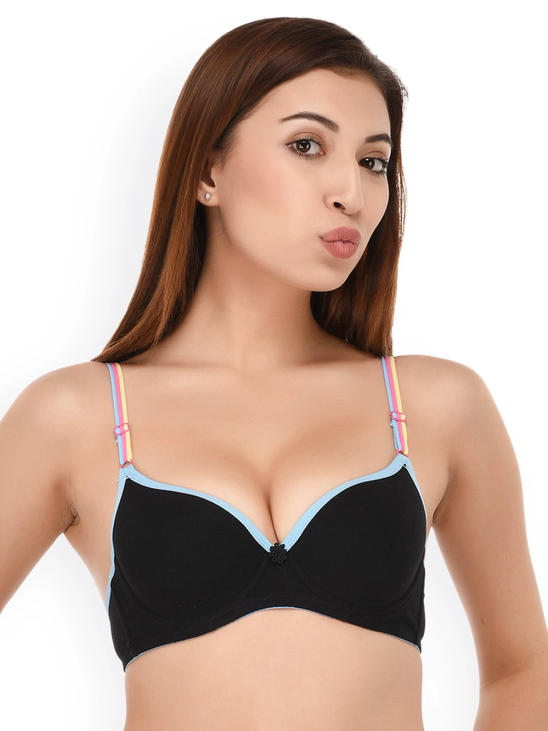 PrettyCat Black Solid Underwired Non Padded T-shirt Bra
