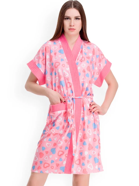 Private Lives Pink Printed Robe OL-7007