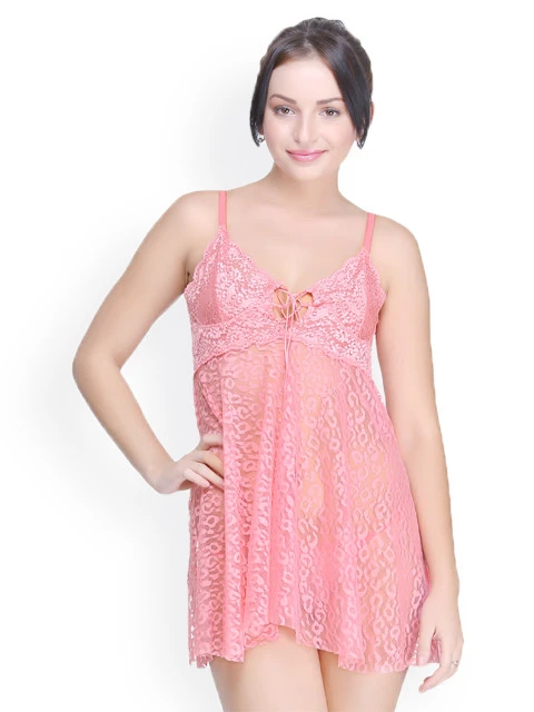 Private Lives Peach-Coloured Babydoll Nightdress DL-1321