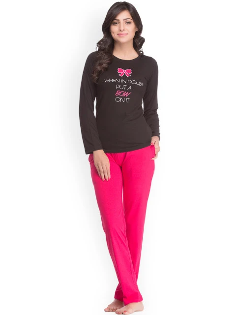 Private Lives Black & Pink Lounge Set NS-0034