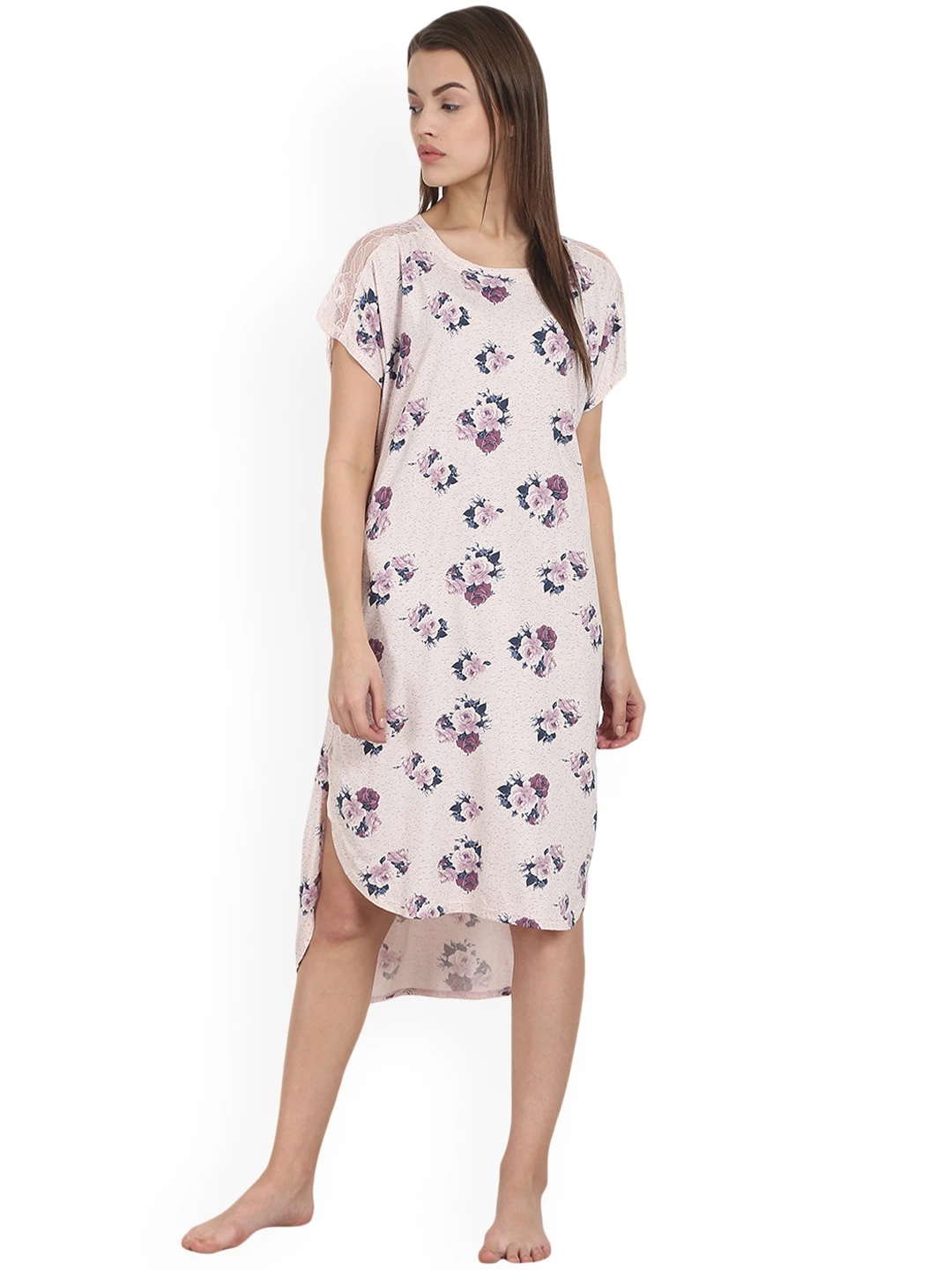 Pink Printed Sleep Shirt NT-61