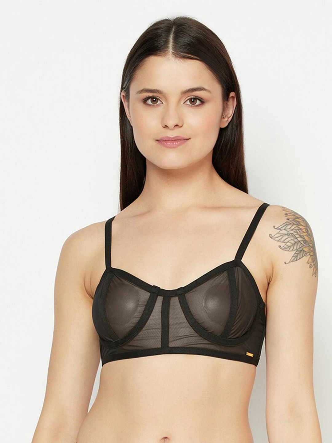 Women Black Push-Up Mesh Bra DI-1329