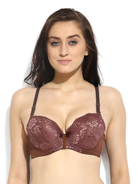 Brown Lace Plunge Bra DI-722