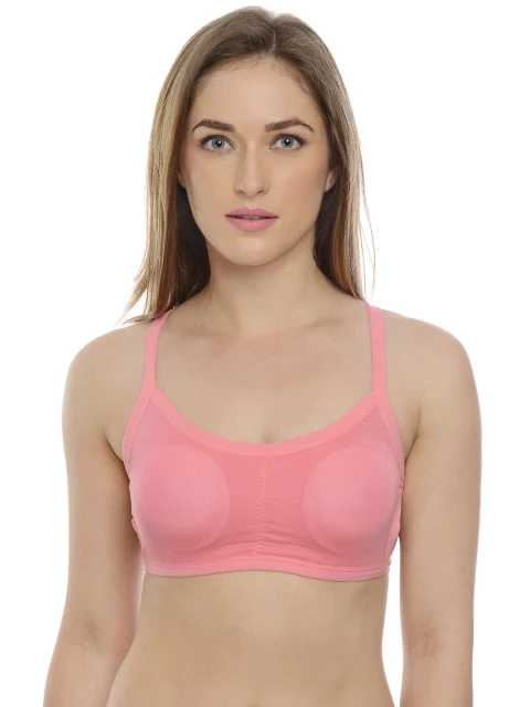 Pink Solid Non-Wired Lightly Padded Bralette DI-832