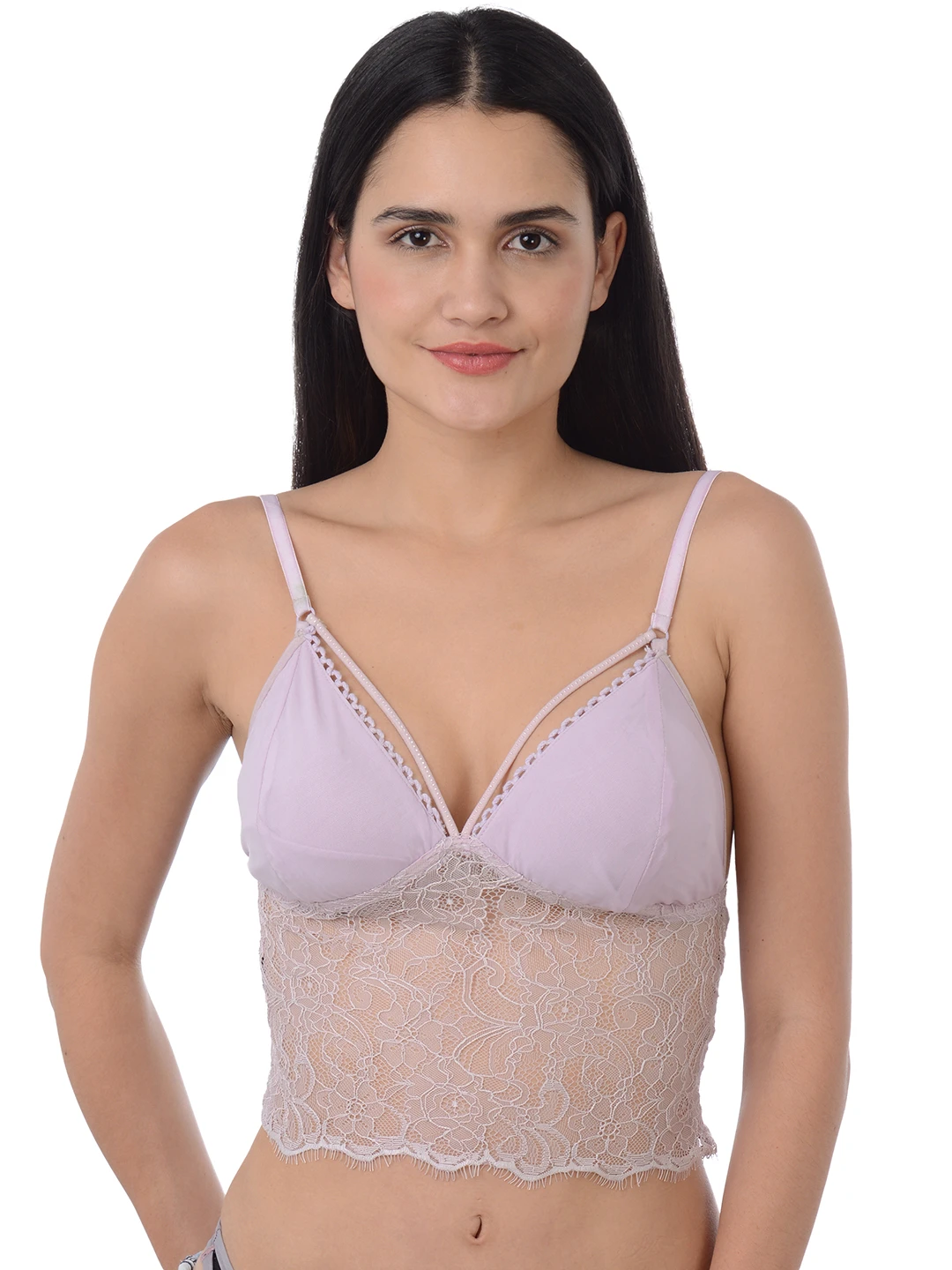 Mauve Self Design Non-Wired Non Padded Bralette Bra DI-1089
