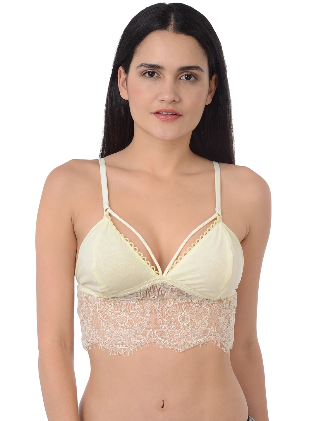 Off-White Solid Non-Wired Non Padded Bralette Bra DI-1087