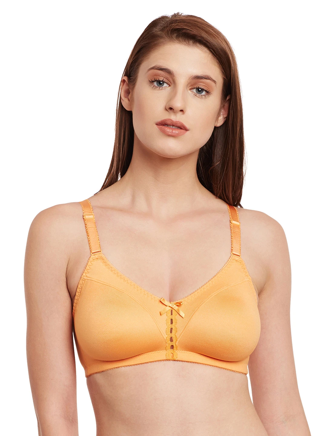 Orange Solid Non-Wired Non-Padded T-shirt Bra