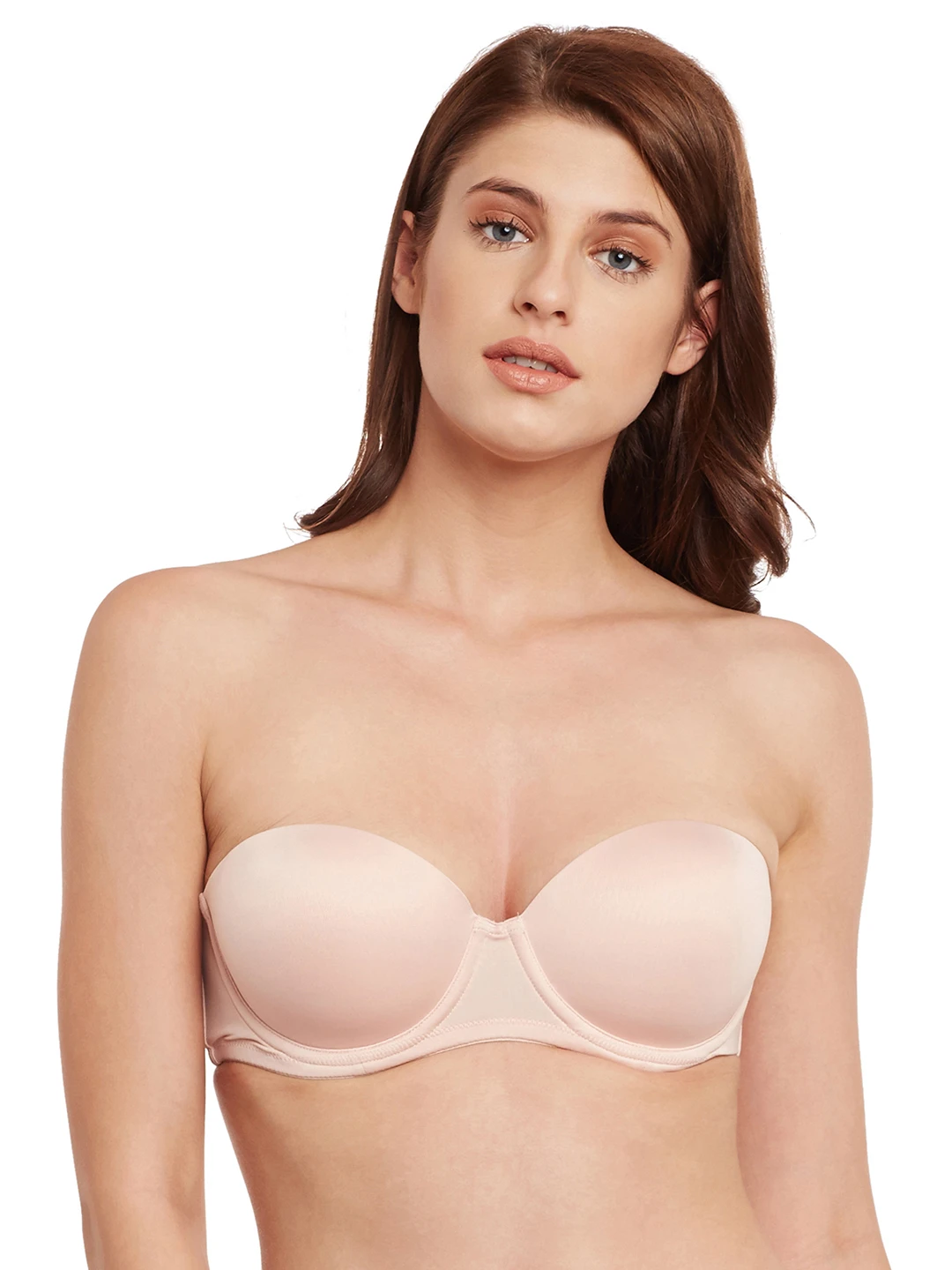 Beige Solid Underwired Non Padded Everyday Strapless Bra