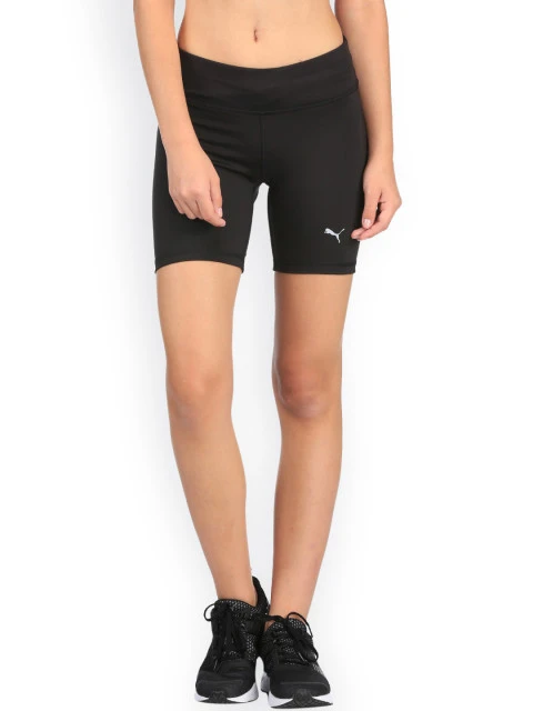 Puma Women Black Solid Skinny Fit Sports Shorts