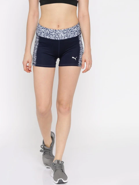 Puma Women Navy Essential Graphic Printed Sports Shorts