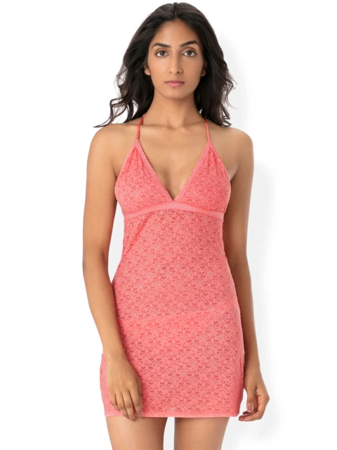 Peach-Coloured Lace Baby-Doll NW-0018