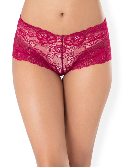 Women Maroon Lace Boy Shorts BSP0014