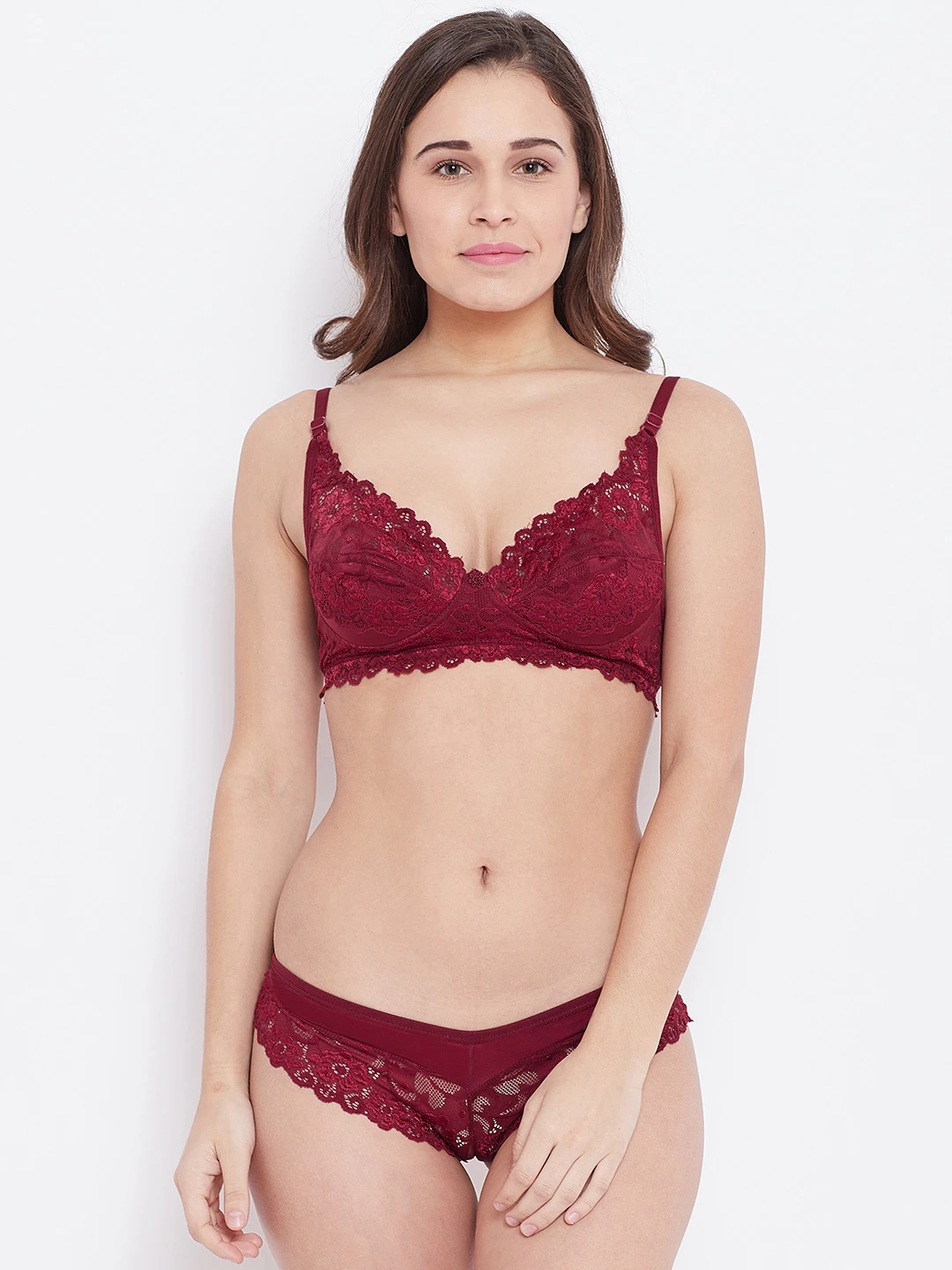 Maroon Lace Bridal Lingerie Set NGLS-07