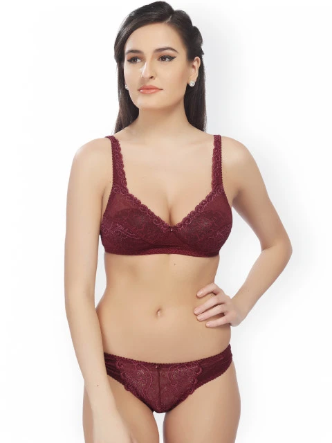 Maroon Lace Lingerie Set LLS-4041