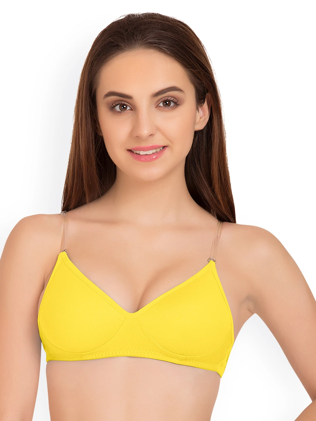 Yellow Solid Non-Wired Heavily Padded T-shirt Bra