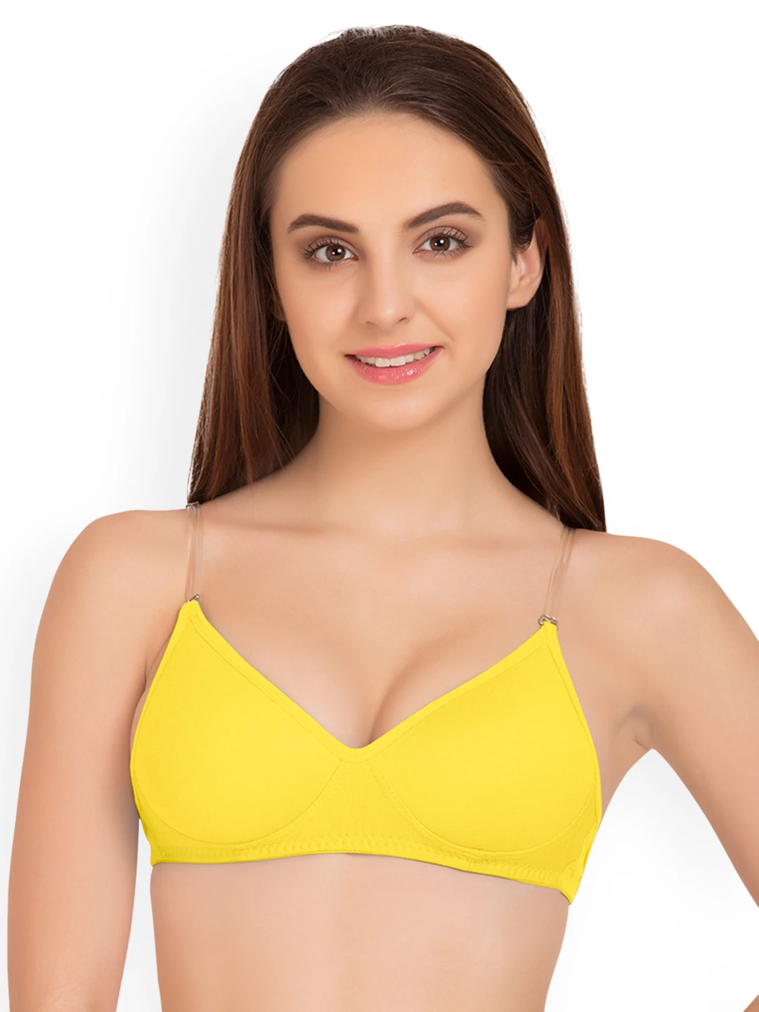 Yellow Solid Non-Wired Lightly Padded T-shirt Bra