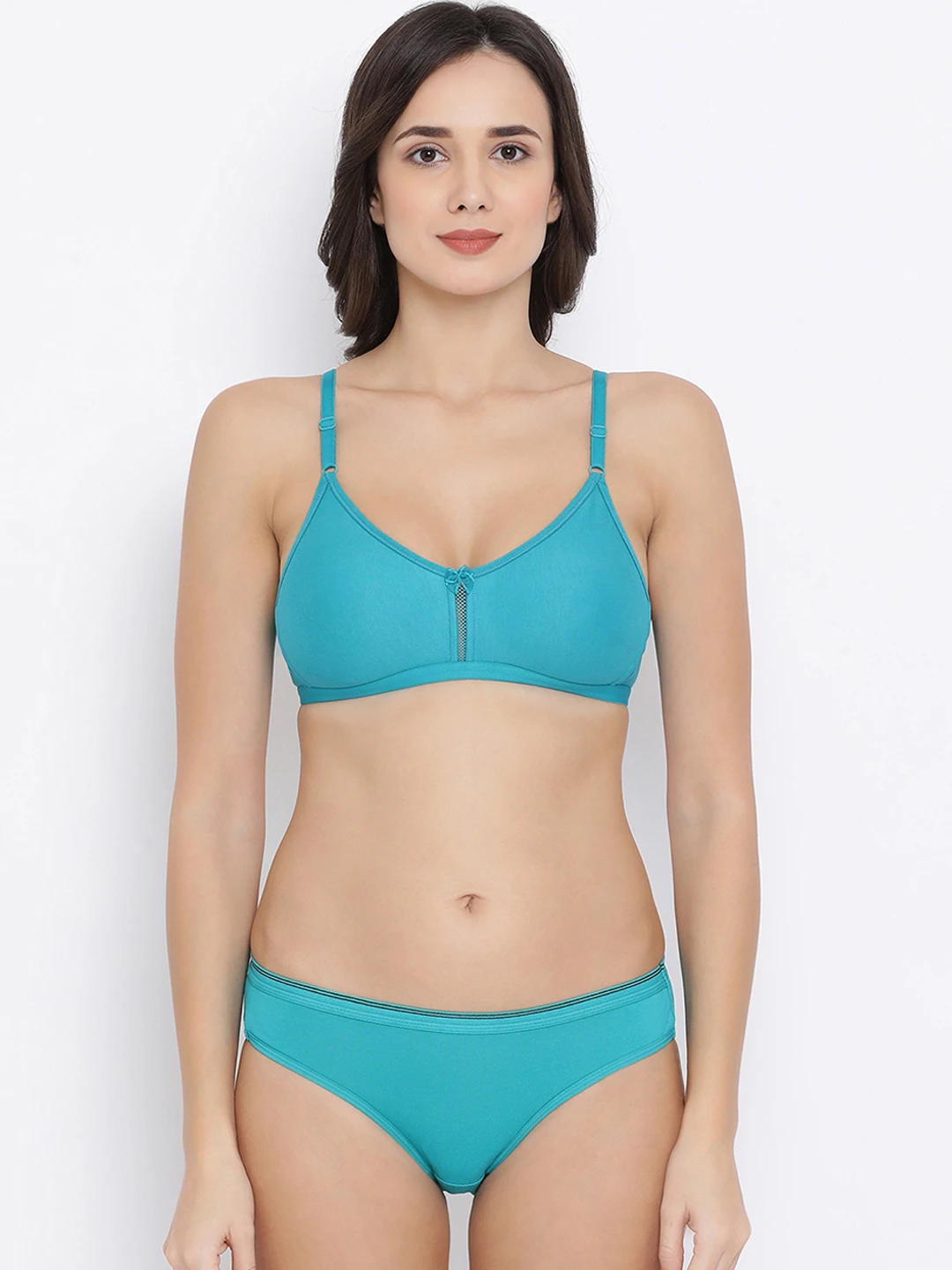 Women Turquoise Blue Solid Lingerie Set