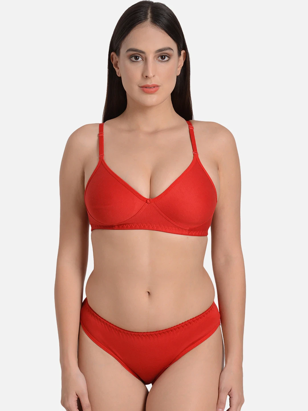 Women Red Solid Lingerie Set