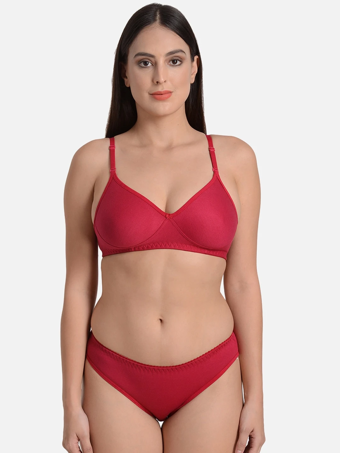 Women Marron Solid Lingerie Set