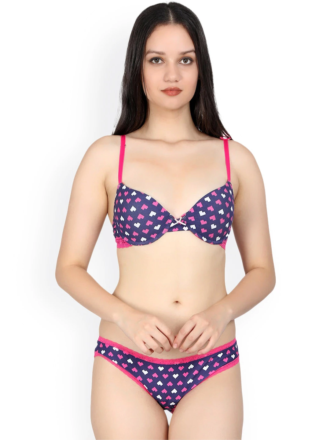 Women Purple & Pink Printed Lingerie Set