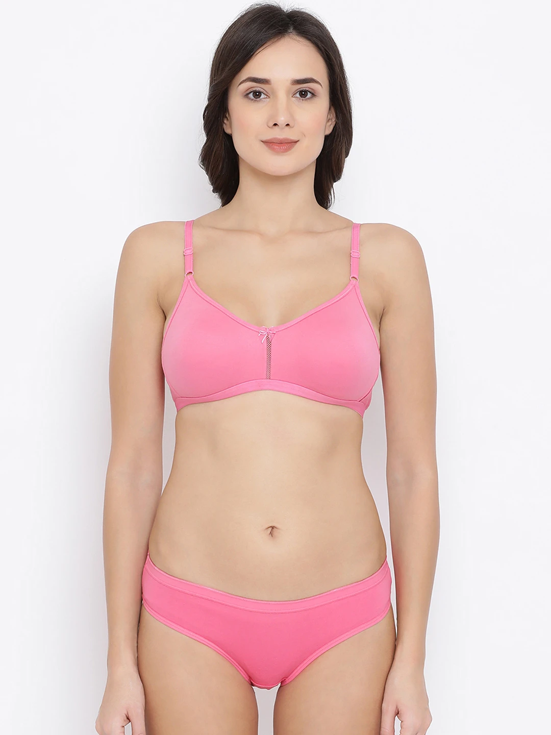 Women Pink Solid Lingerie Set