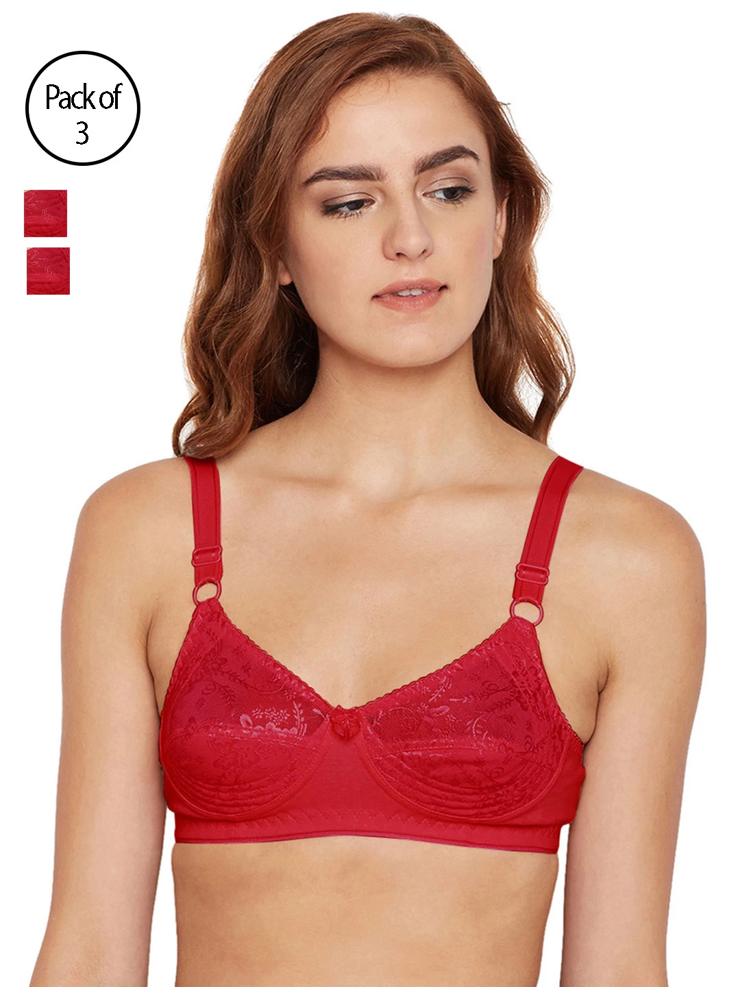 Women Pack of 3 Red Everyday Bra E5583