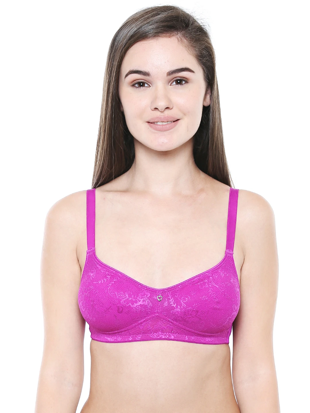 Women Pack of 3 Magenta Printed T-shirt Bra T6520
