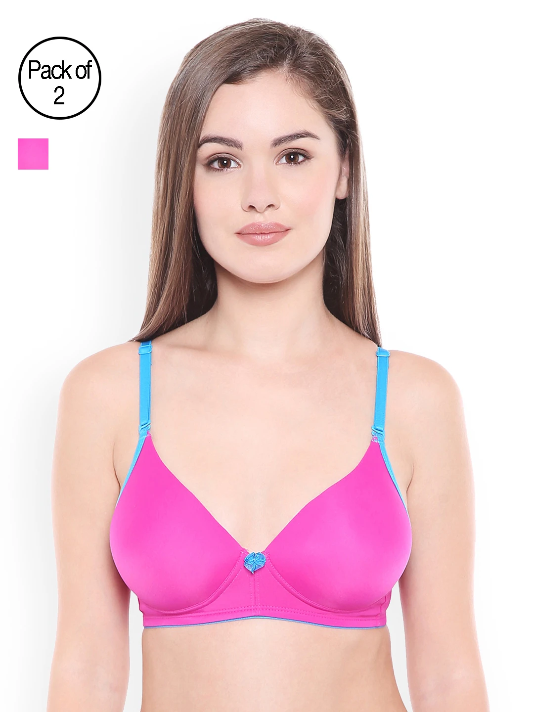 Pink Solid Pack of 2 Non-Wired Heavily Padded T-shirt Bra T6568
