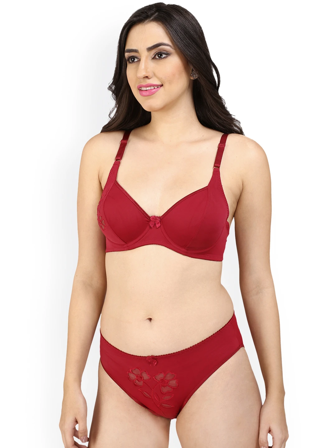Women Maroon Lingerie Set