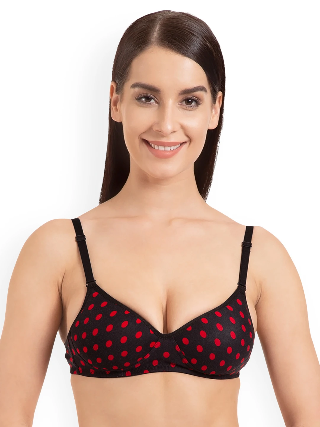 Red Printed Non-Wired Lightly Padded T-shirt Bra