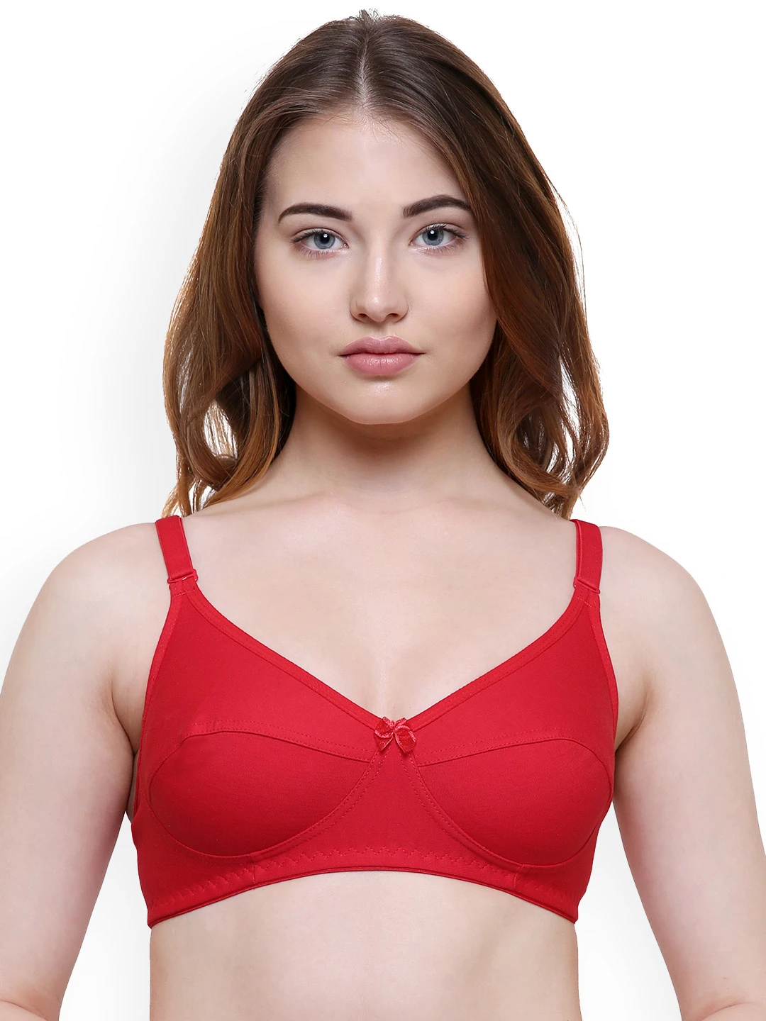 Red Solid Non-Wired Non Padded Minimizer Bra