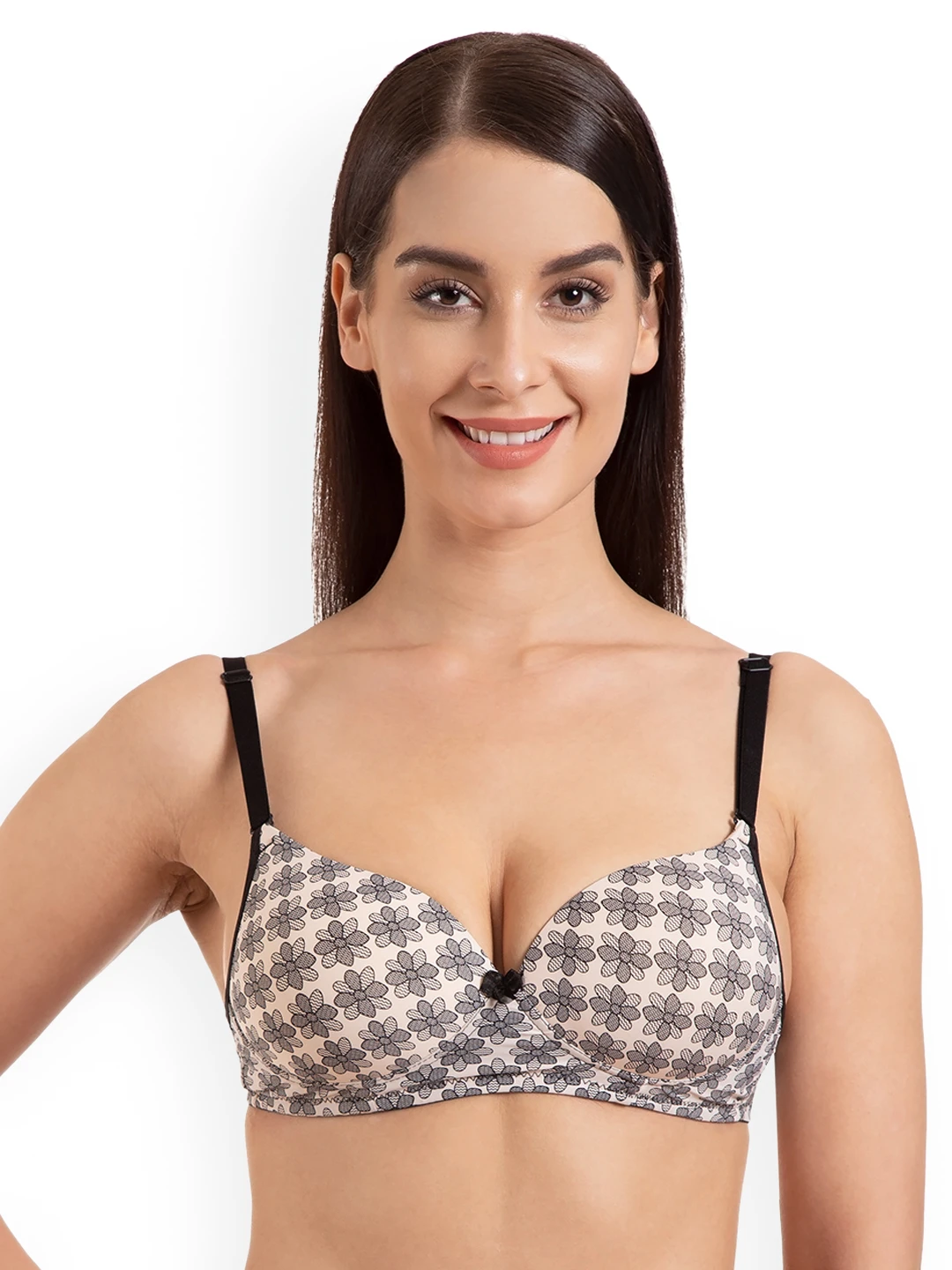 Pink Printed Non-Wired Heavily Padded T-shirt Bra